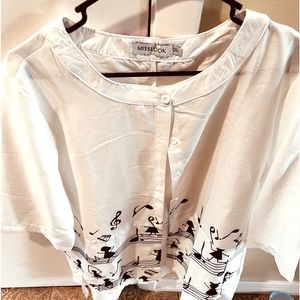 Miss look 2x white/black button down blouse